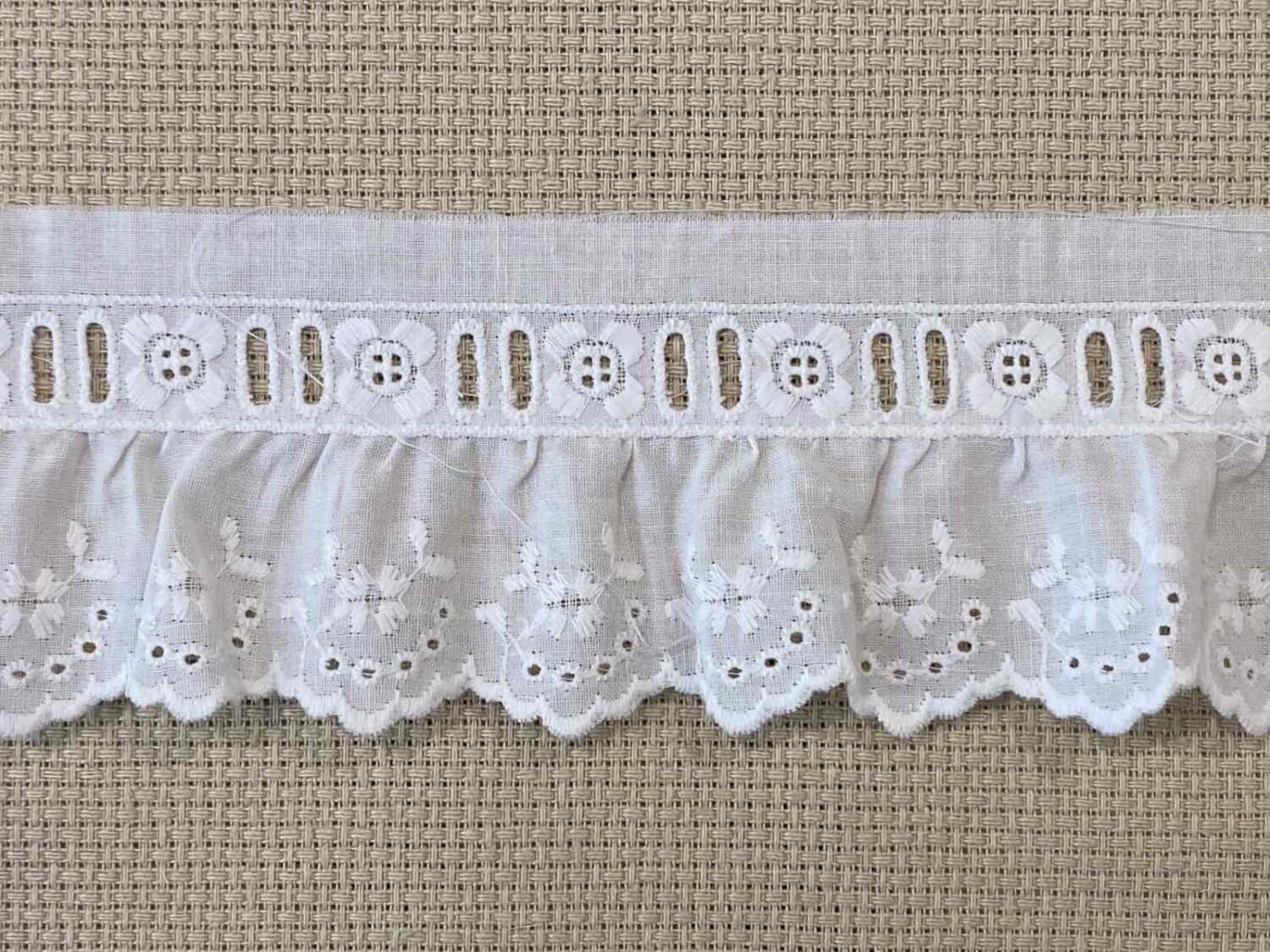 Δαντέλα Βαμβακερή Ασπροκέντημα - Τρου Τρου