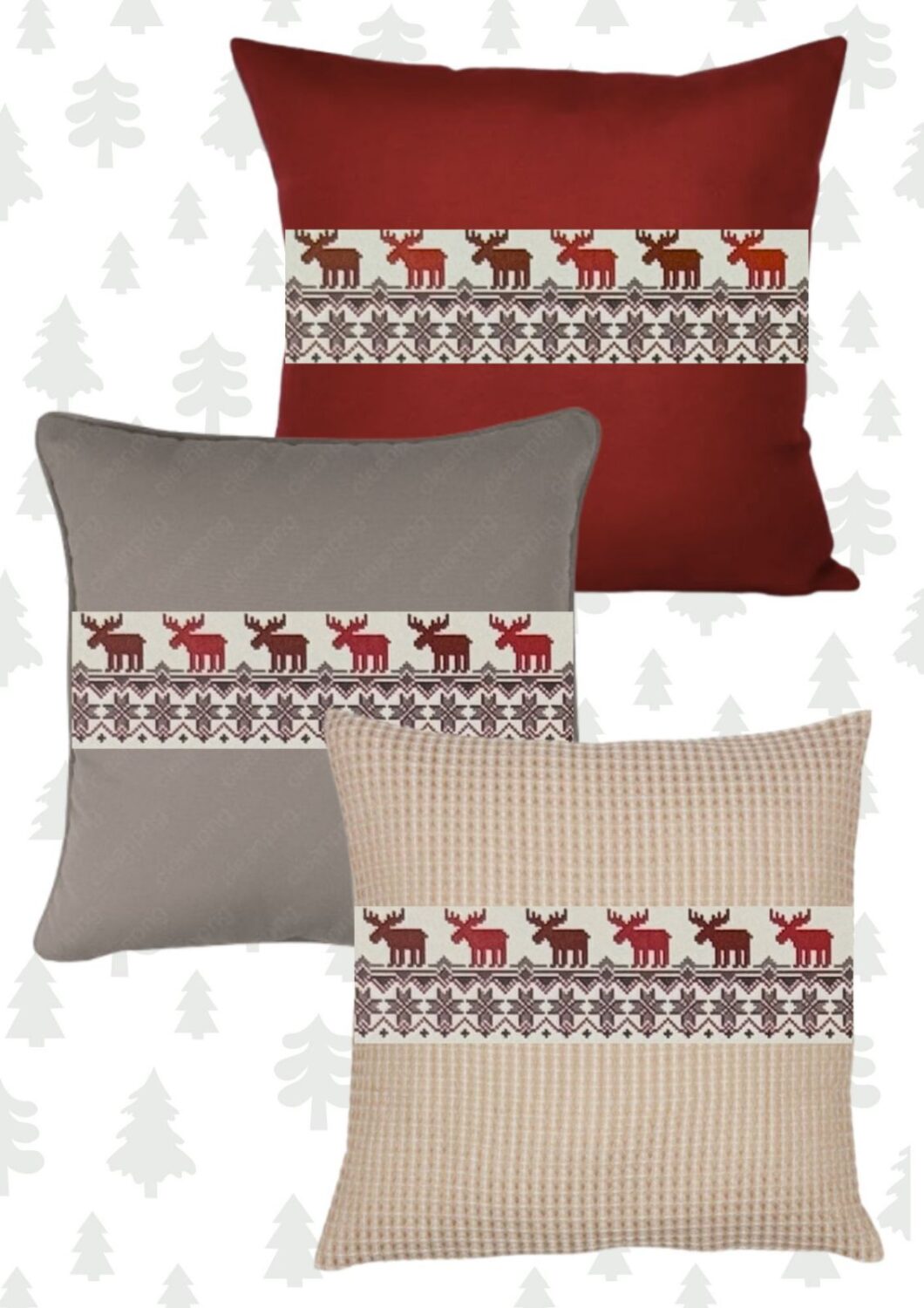 DIY Κιτ Κεντήματος Χριστουγεννιάτικου Μαξιλαριού 40x40cm