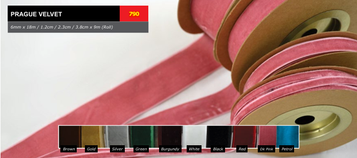 “Prague Velvet” Πολυτελής Βελούδινη Κορδέλα με Ούγια σε Πολλά Πλάτη & Χρώματα (κωδ. 790)